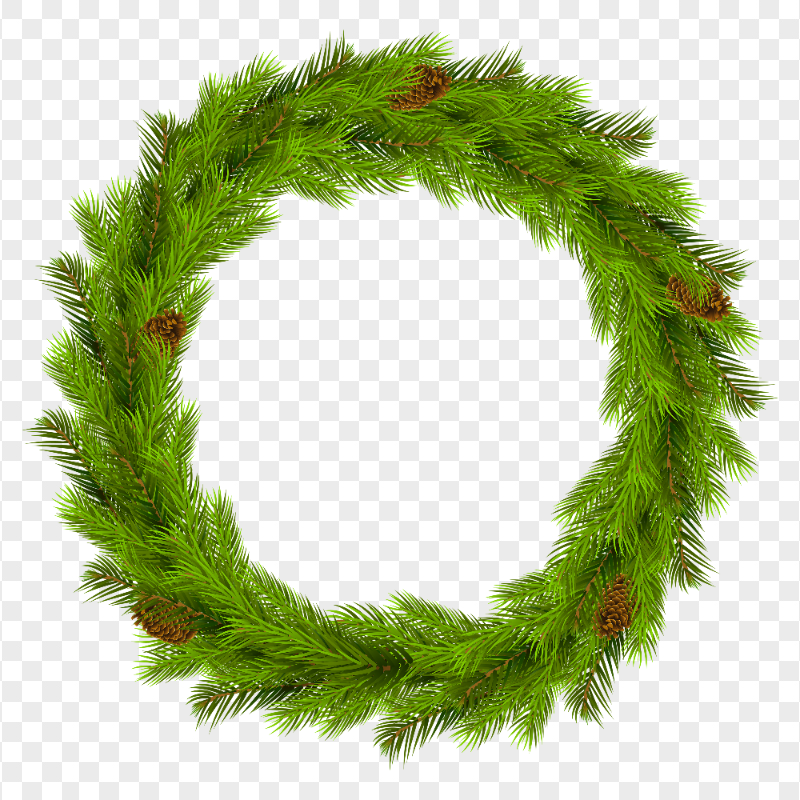 HD Green Leafed Pine Wreath PNG
