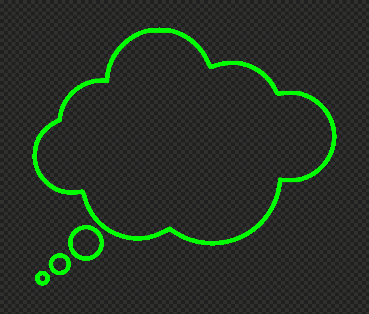 HD Green Lime Outline Thinking Speech Cloud PNG