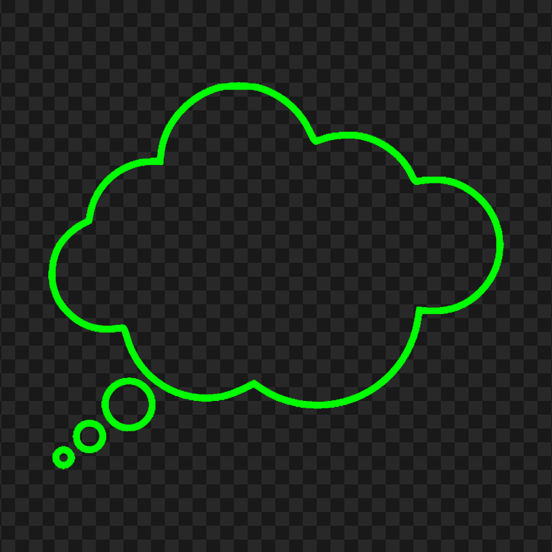 HD Green Lime Outline Thinking Speech Cloud PNG