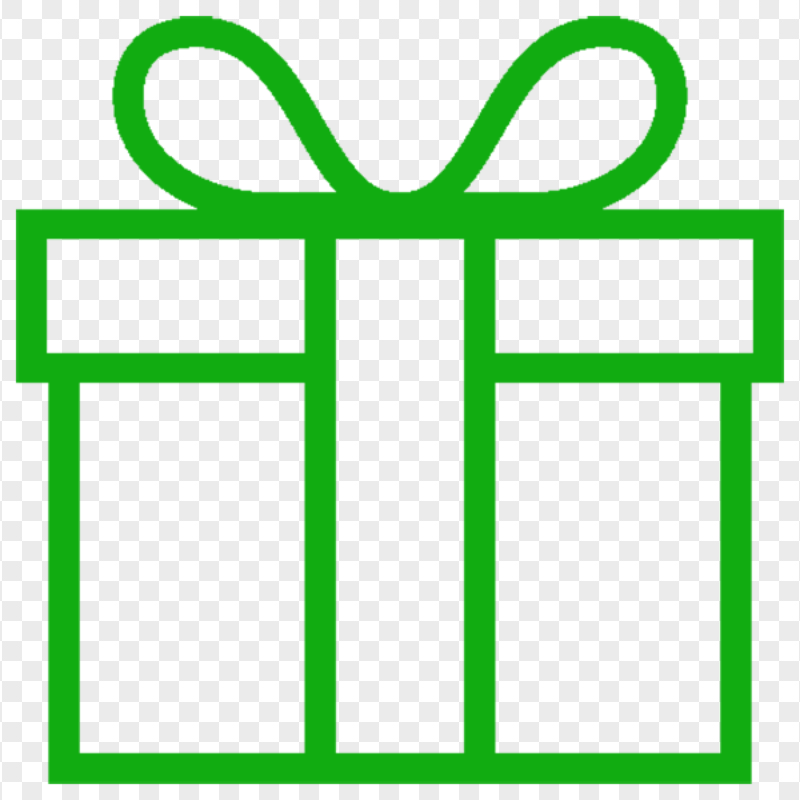 HD Green Line Outline Gift Box Icon Transparent Background
