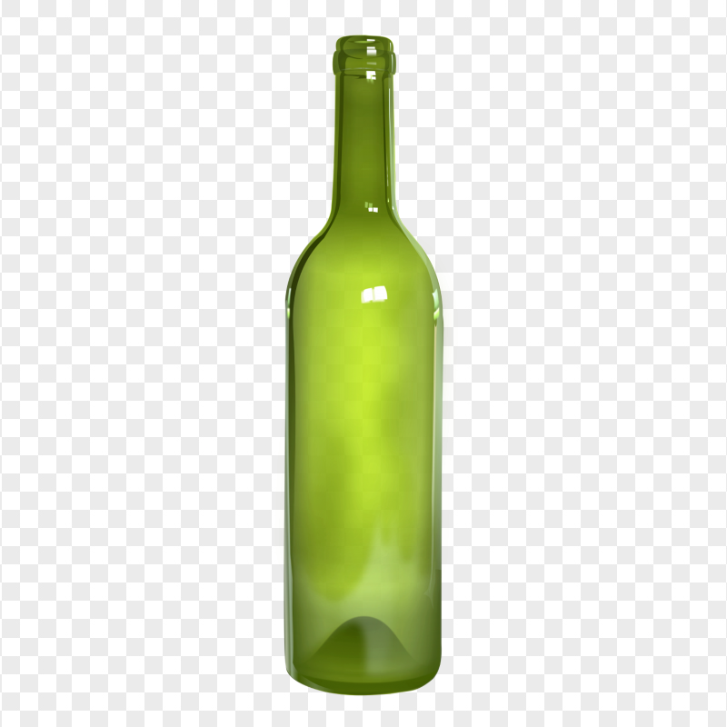 HD Green Long Glass Bottle PNG