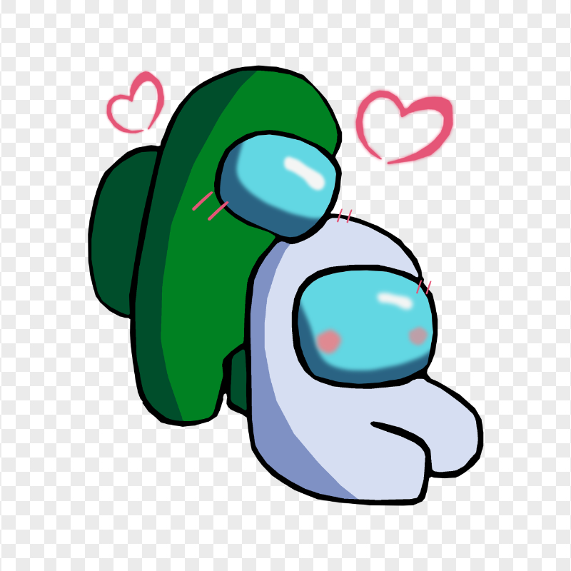 HD Green Love White Among Us Characters Valentines Romance PNG