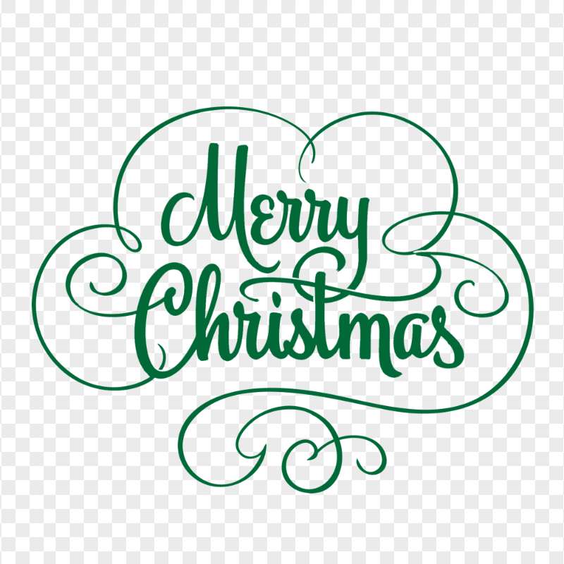 HD Green Merry Christmas Calligraphy Text Logo PNG