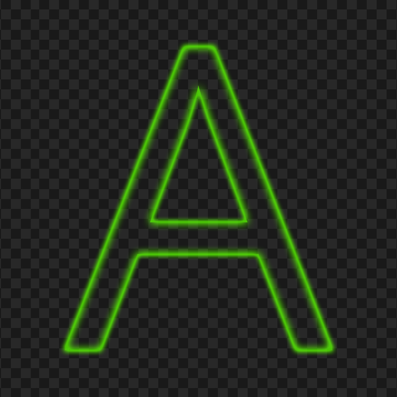 HD Green Neon A Letter Text Alphabet PNG