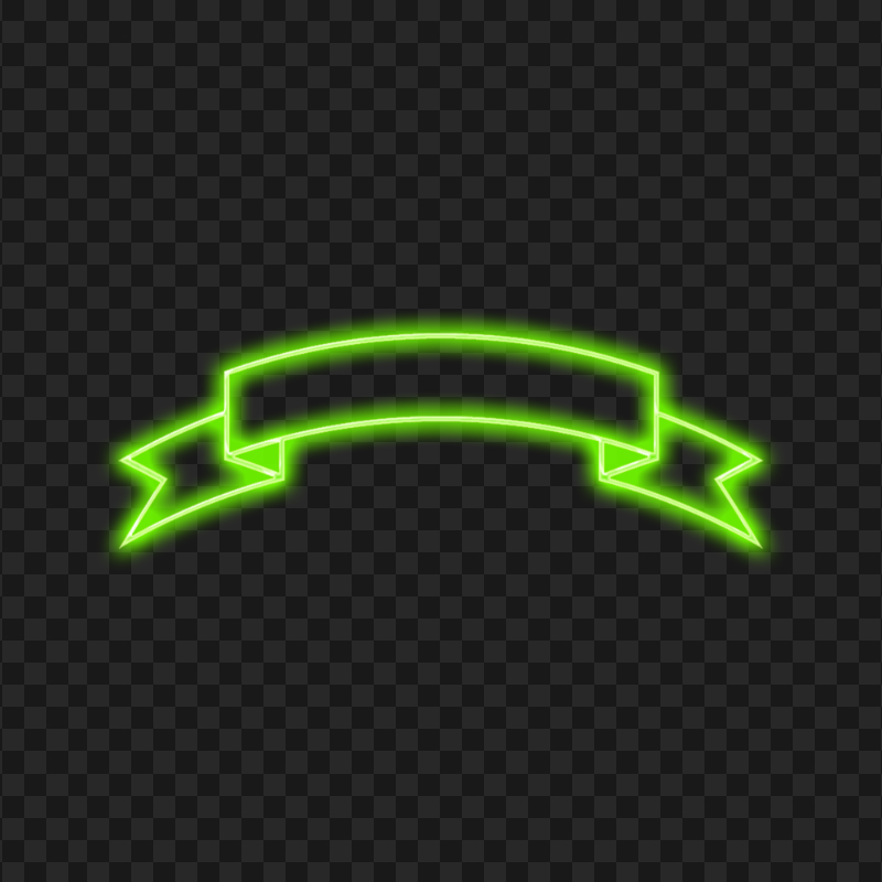 HD Green Neon Banner Ribbon Transparent PNG