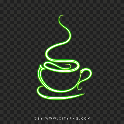 HD Green Neon Coffee Tea Cup Transparent PNG