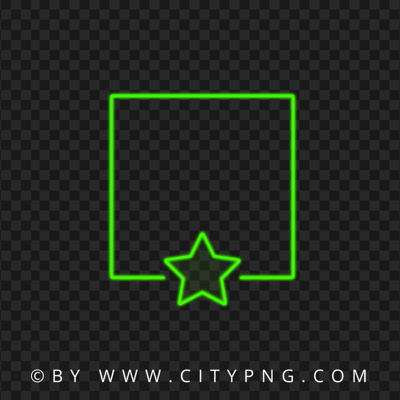 HD Green Neon Frame With Star Transparent Background