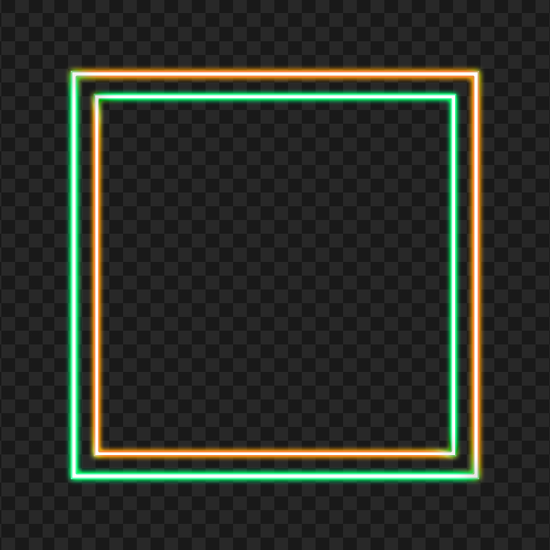 HD Green Orange Neon Border Frame Transparent Background