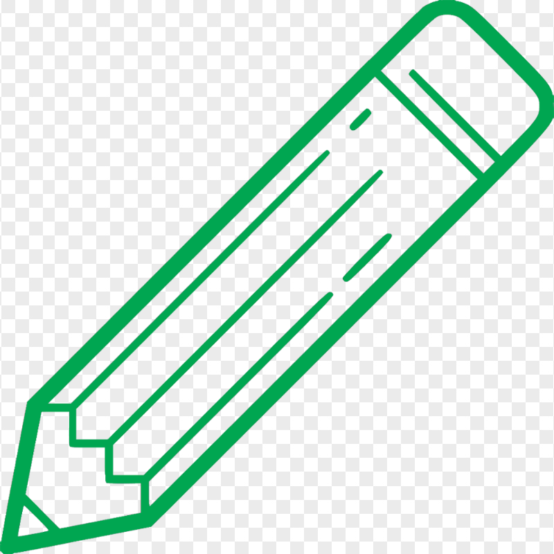 HD Green Outline Angle Pencil Icon PNG
