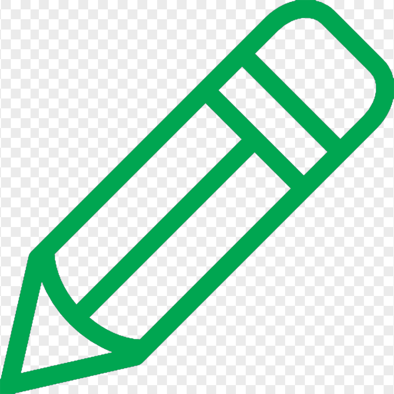 HD Green Outline Angle Short Pencil Icon PNG