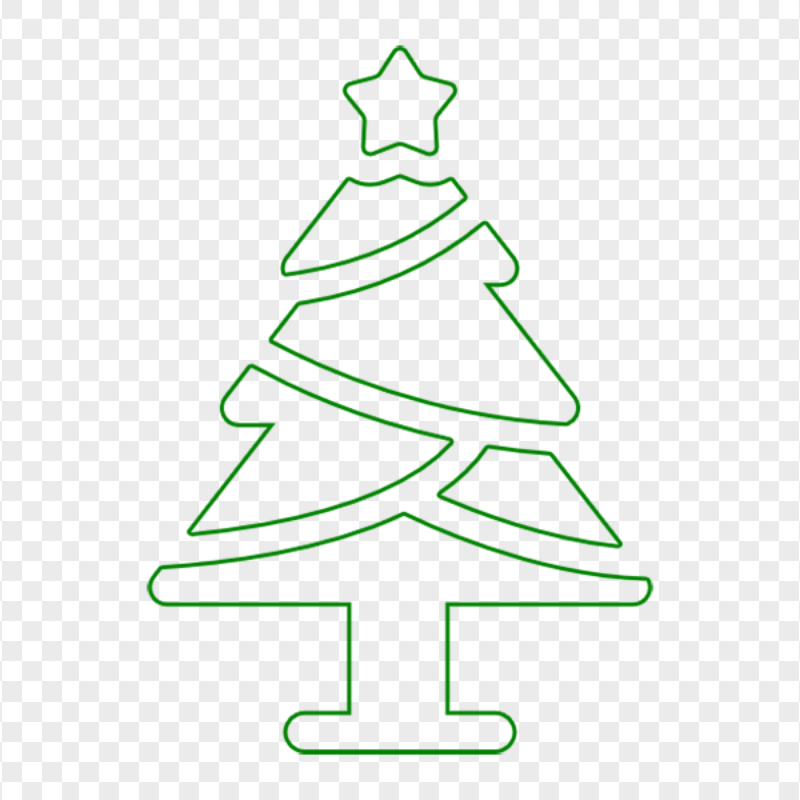 HD Green Outline Christmas Tree Icon PNG