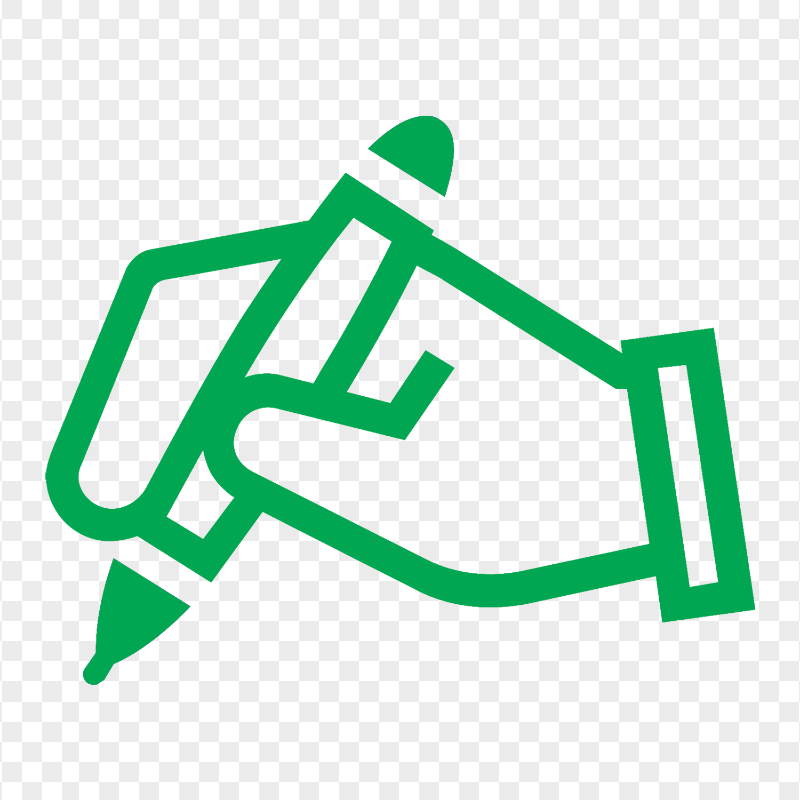 HD Green Outline Pencil on Hand Icon PNG