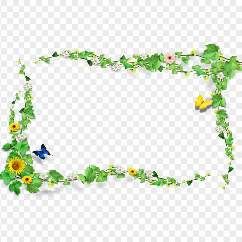 HD Green Plant Leaves Frame Border PNG