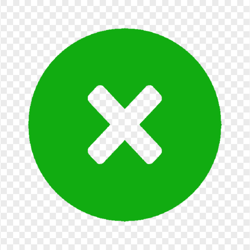 HD Green Round Close X Icon Transparent Background