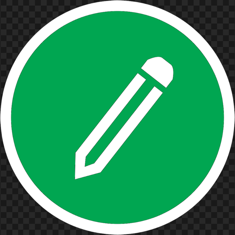 HD Green & White Round Pencil Icon PNG