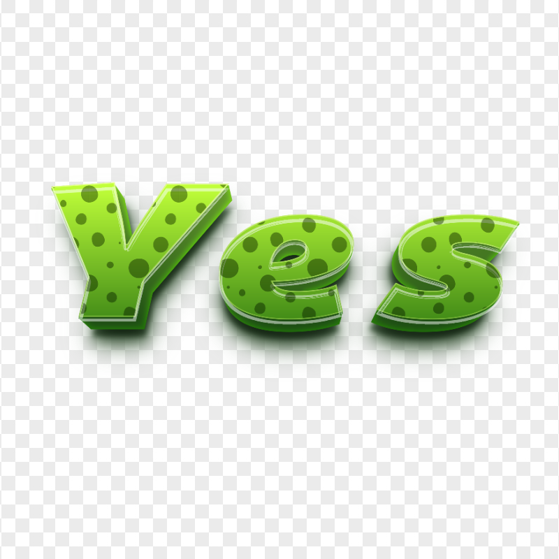 HD Green Yes Word Text Transparent Background