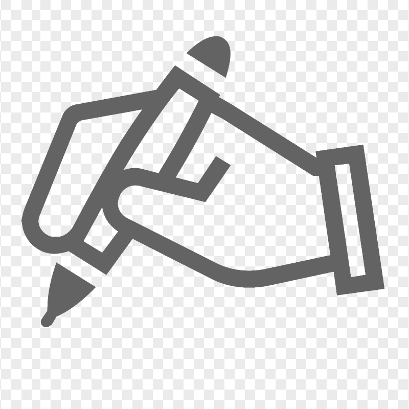 HD Grey Outline Pencil on Hand Icon PNG