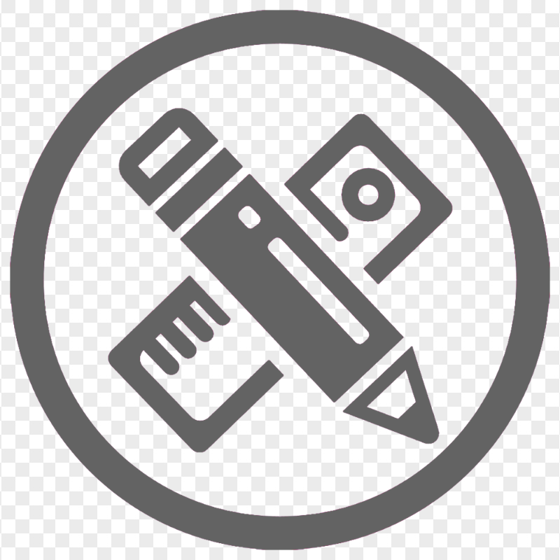 HD Grey Round Icon Contains Pencil and Ruler PNG