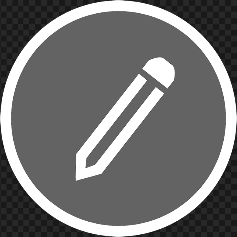 HD Grey & White Round Pencil Icon PNG
