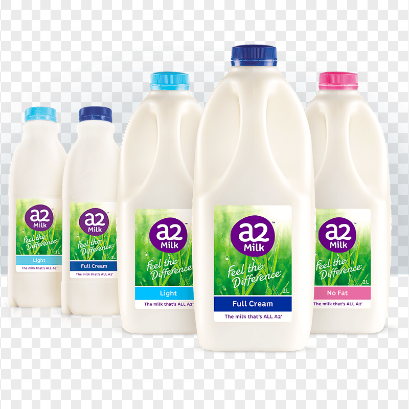 HD Group Of A2 Milk Plastic Bottles PNG