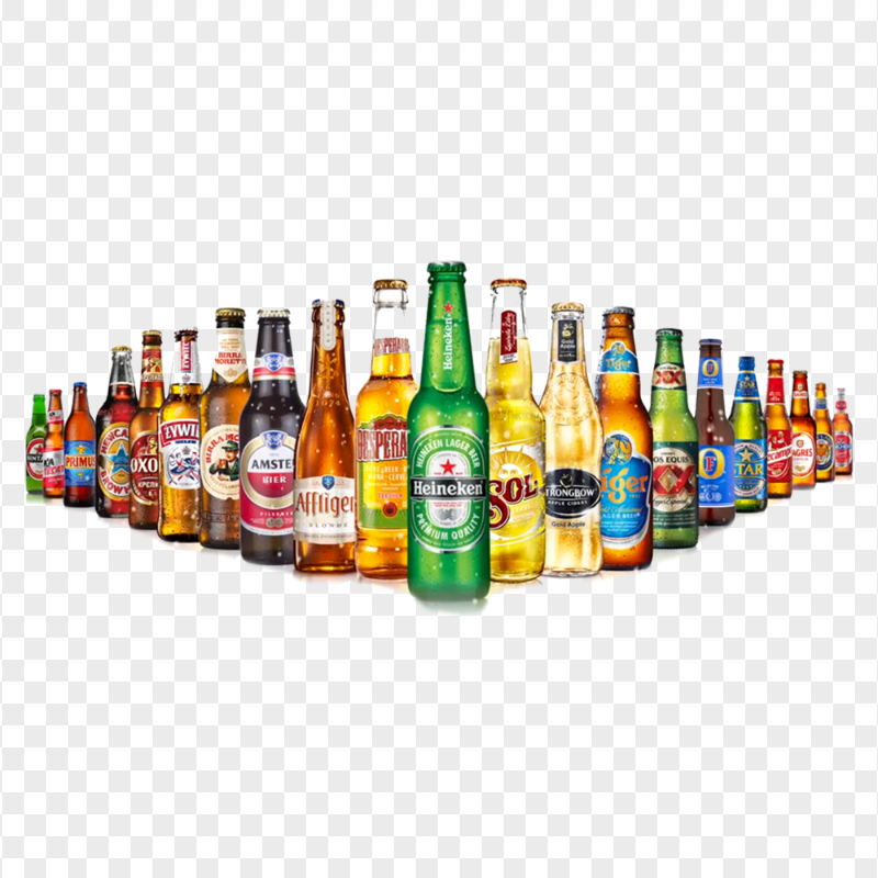 HD Group Of Beer Glass Bottles PNG