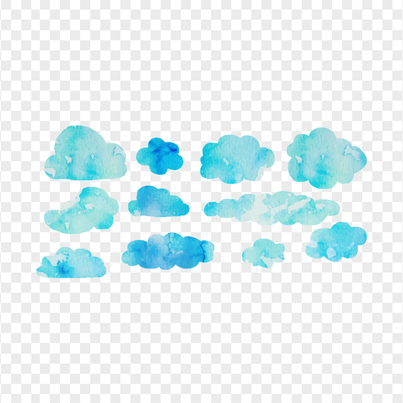 HD Group Of Blue Watercolor Clouds PNG