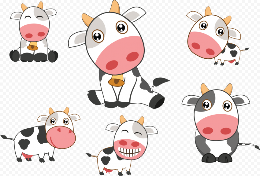 HD Group Of Cartoon Dairy Cows PNG | Citypng