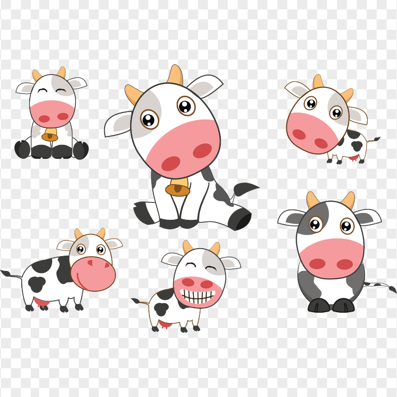 HD Group Of Cartoon Dairy Cows PNG