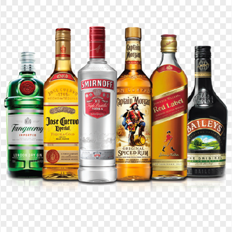 HD Group Of Whiskey Bottles PNG
