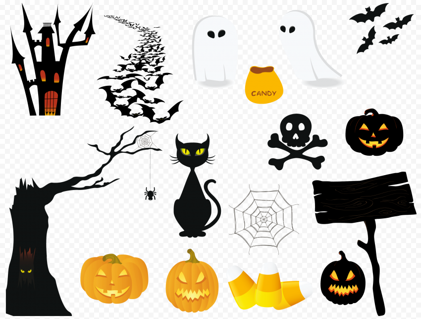 HD Halloween Cartoon Elements Icons Illustration PNG