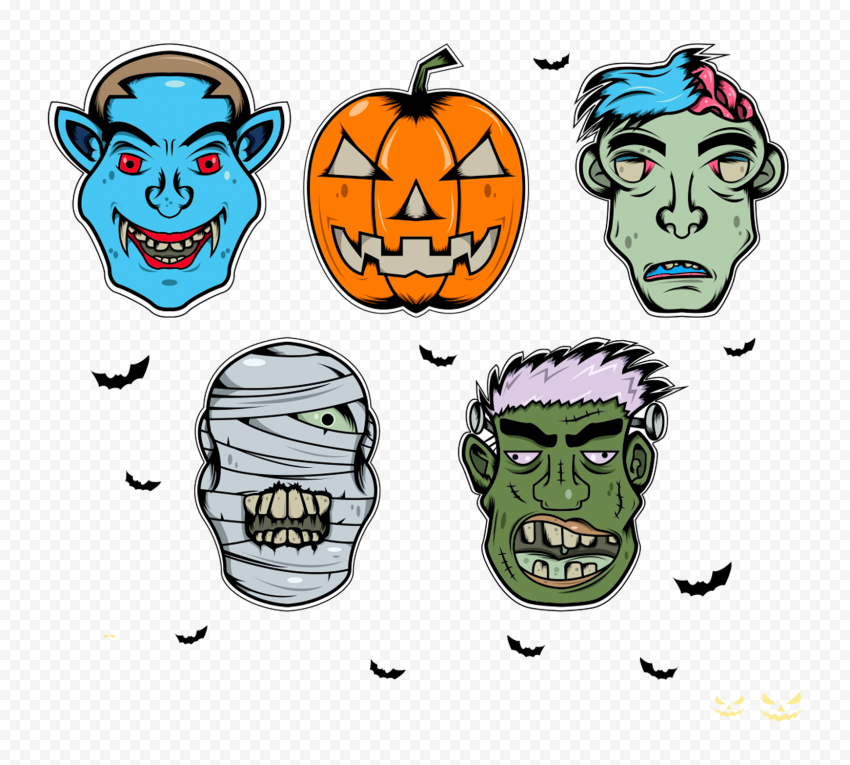 HD Halloween Monsters Avatar Faces PNG