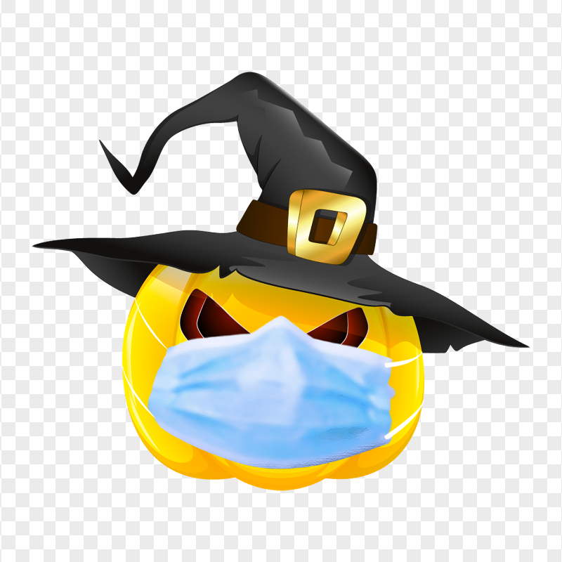 HD Halloween Pumpkin Wear Surgical Mask And Witch Hat PNG