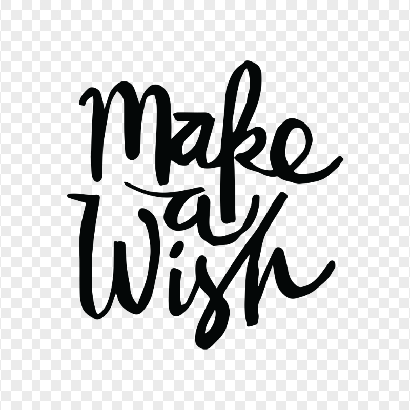 HD Handwriting Make A Wish Black Word PNG