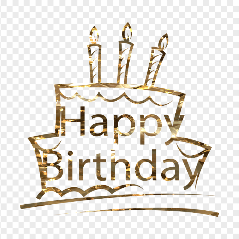 HD Happy Birthday Golden Text PNG