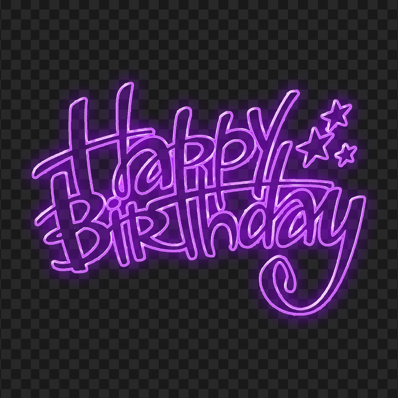 HD Happy Birthday Purple Glowing Neon Text PNG