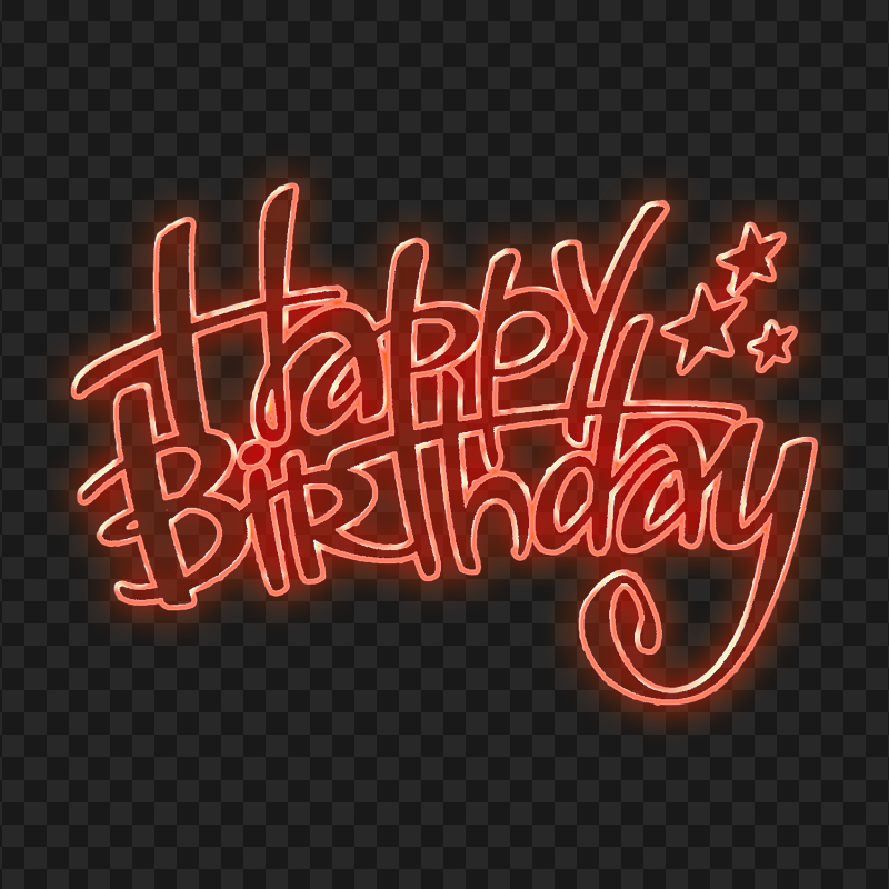 HD Happy Birthday Red Glowing Neon Text PNG