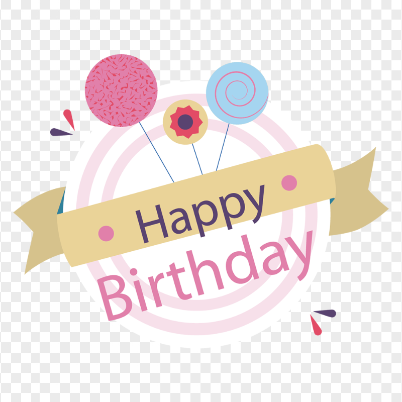 HD Happy Birthday Round Flat Vector Logo PNG