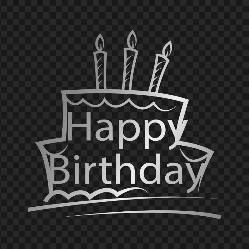 HD Happy Birthday Silver Grey Logo Transparent PNG