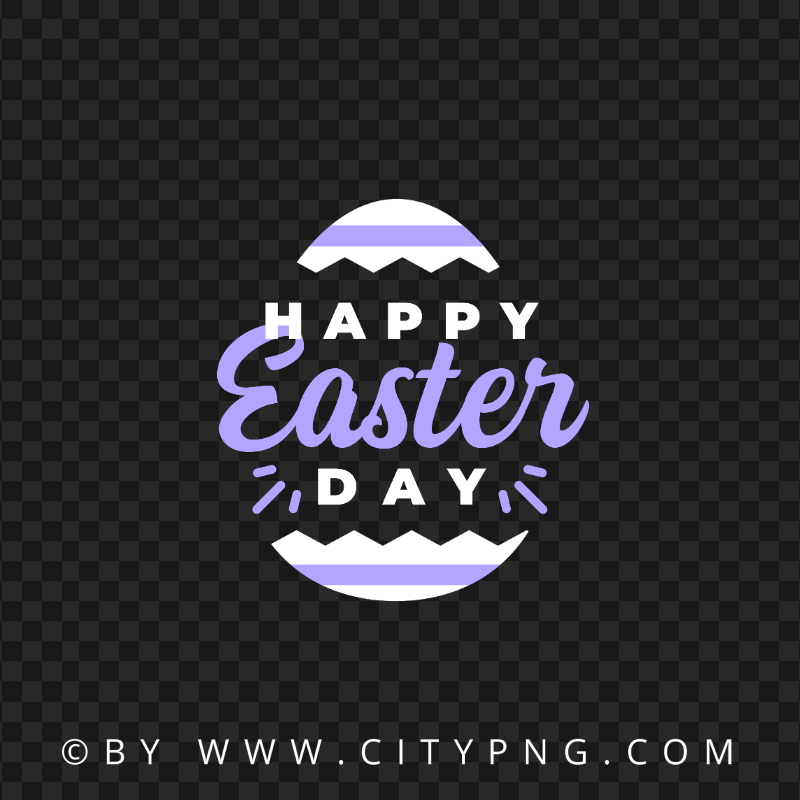 HD Happy Easter Day Purple Calligraphy Transparent PNG