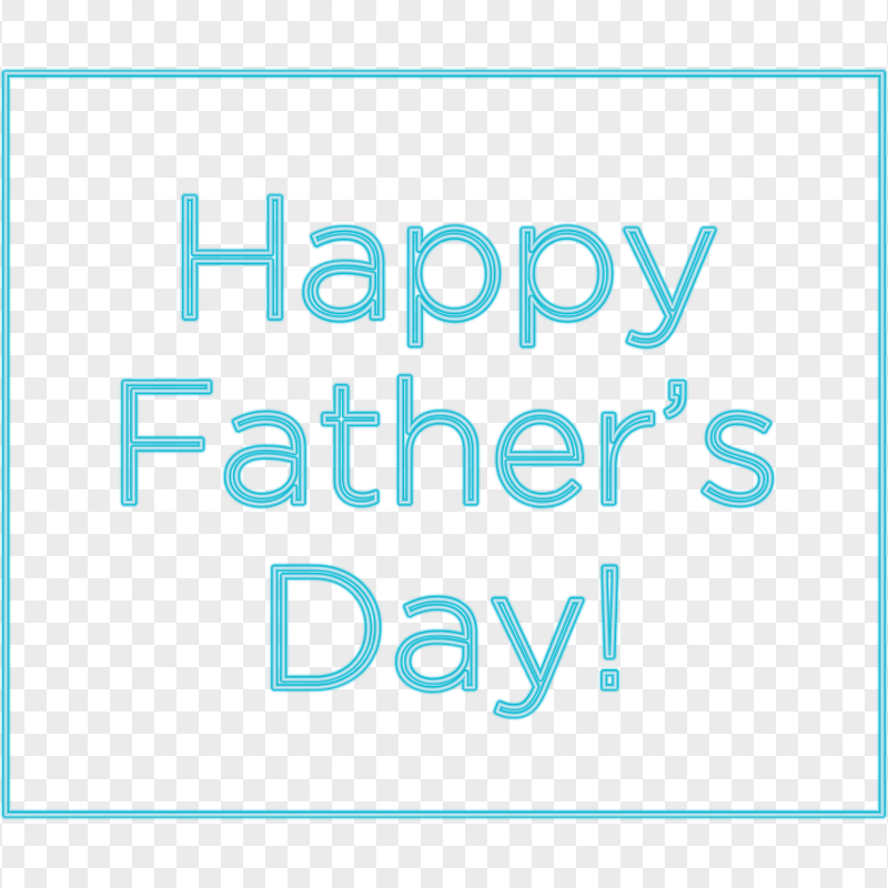 HD Happy Father's Day Blue Neon Glowing Text PNG
