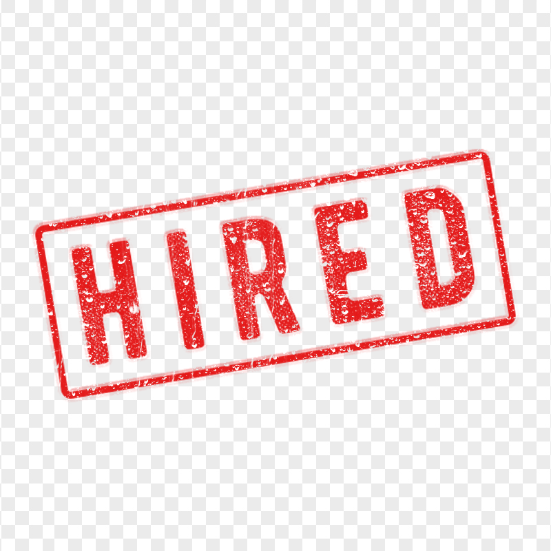 HD Hired Red Word Stamp PNG