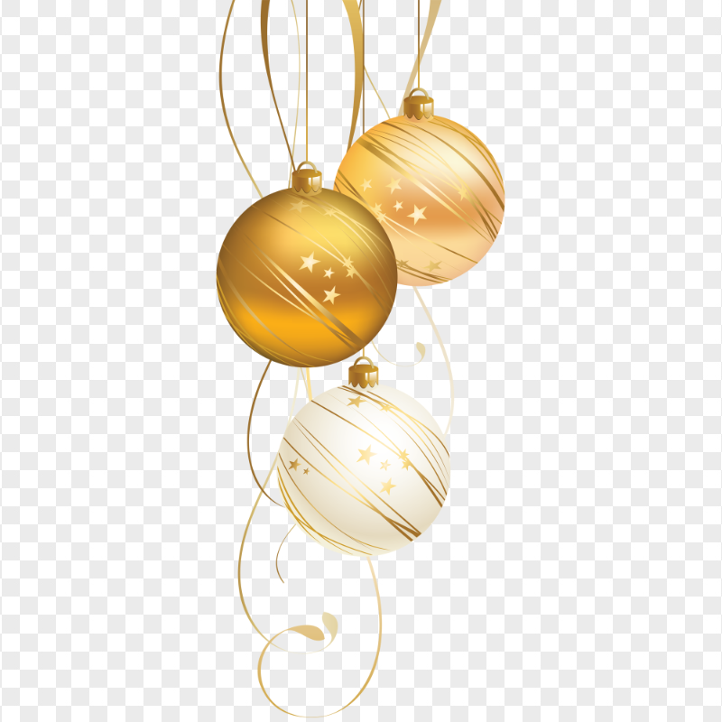 HD Holiday Brown, White & Gold Ornament Baubles PNG