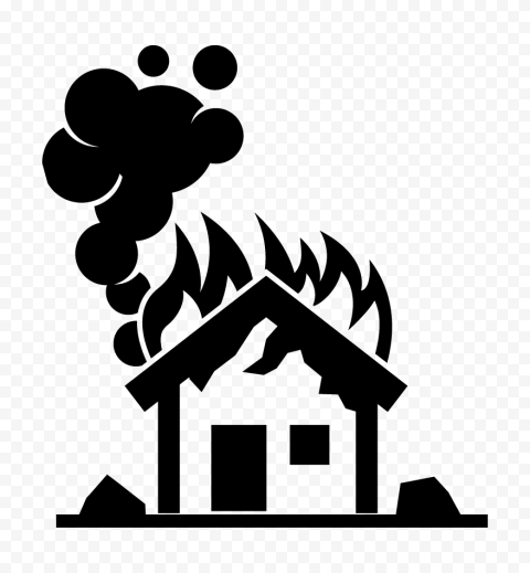 HD House Home Fire Black Icon PNG | Citypng