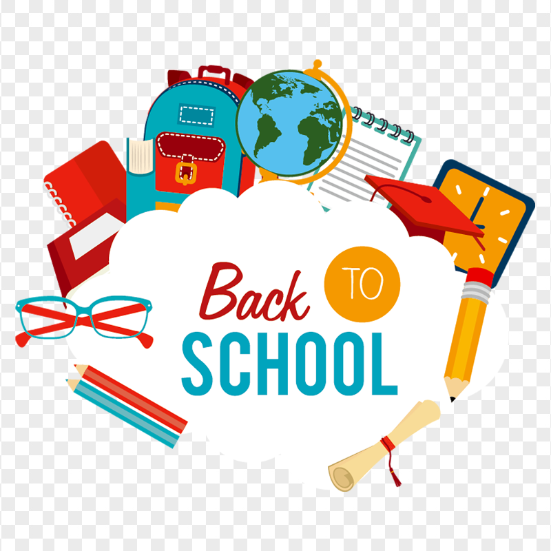 HD Illustration Back To School Supplies Logo PNG