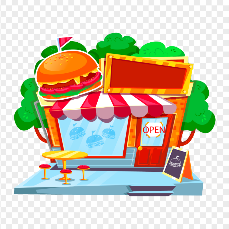 HD Illustration Cartoon Burger Restaurant PNG