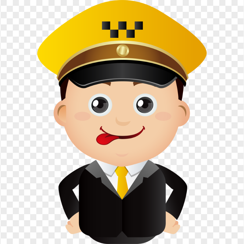HD Illustration Cartoon Cab Taxi Driver Character PNG