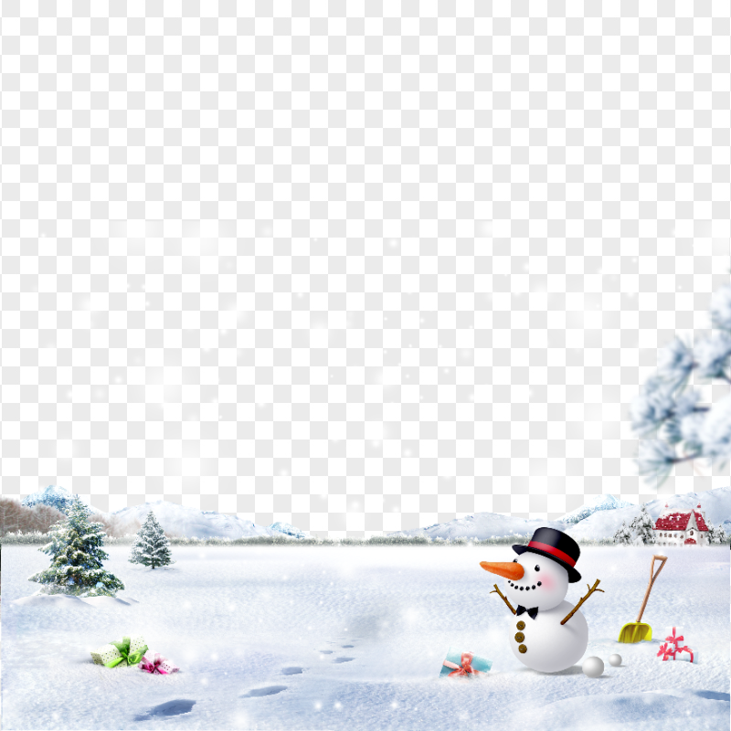 HD Illustration Christmas New Year Snowy Scene PNG