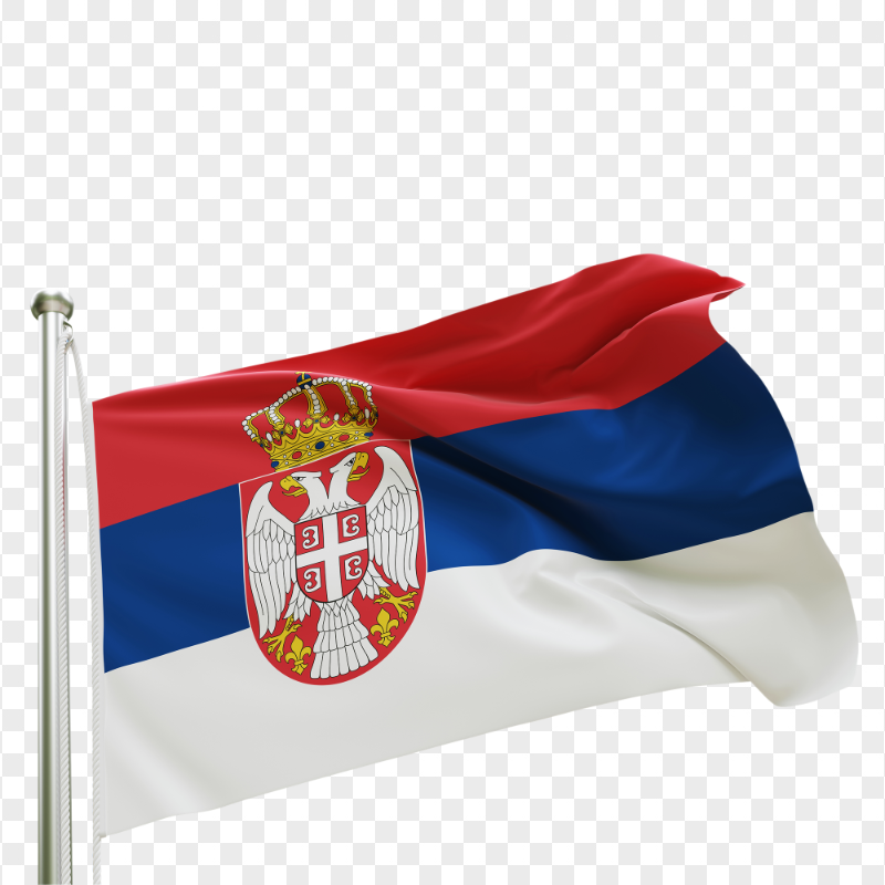 HD Illustration Serbia Waving Flag Pole PNG
