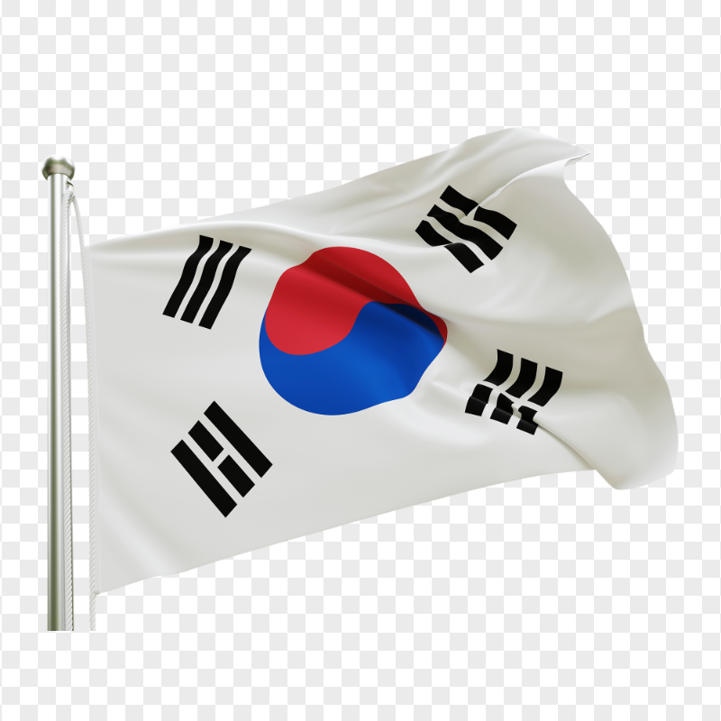 HD Illustration South Korea Flag Pole PNG