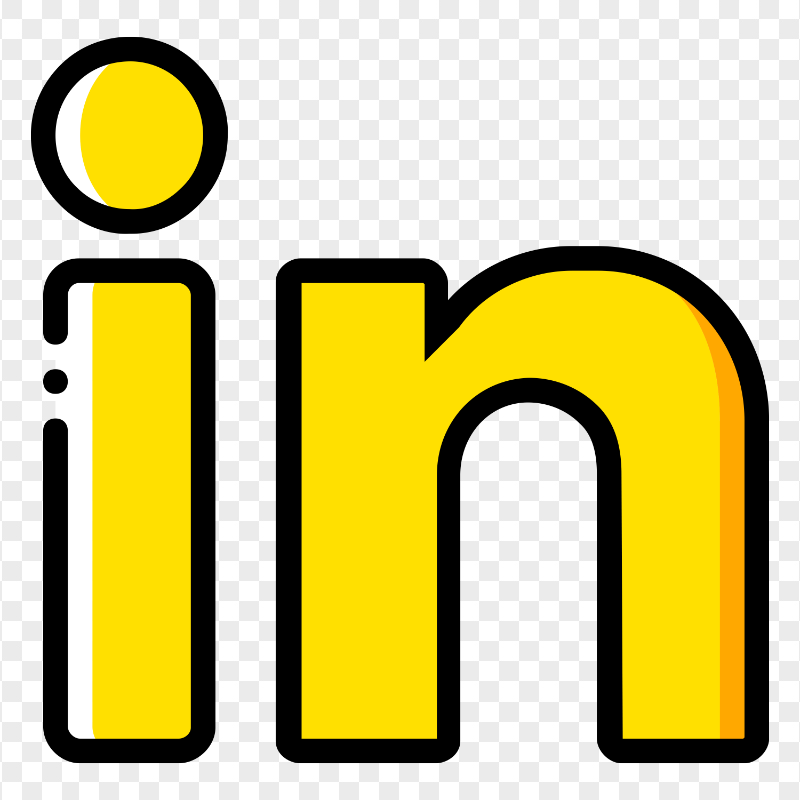 HD IN Linkedin Yellow Text Word PNG